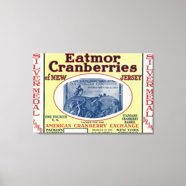 Silver Medal Eatmor Cranberries Brand Label Canvas Print (Front)