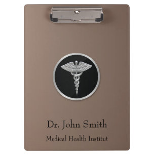 Silver Medical Caduceus - Clipboard