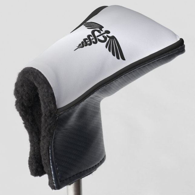 Silver Medical Caduceus Golf Head Cover (3/4 Front)