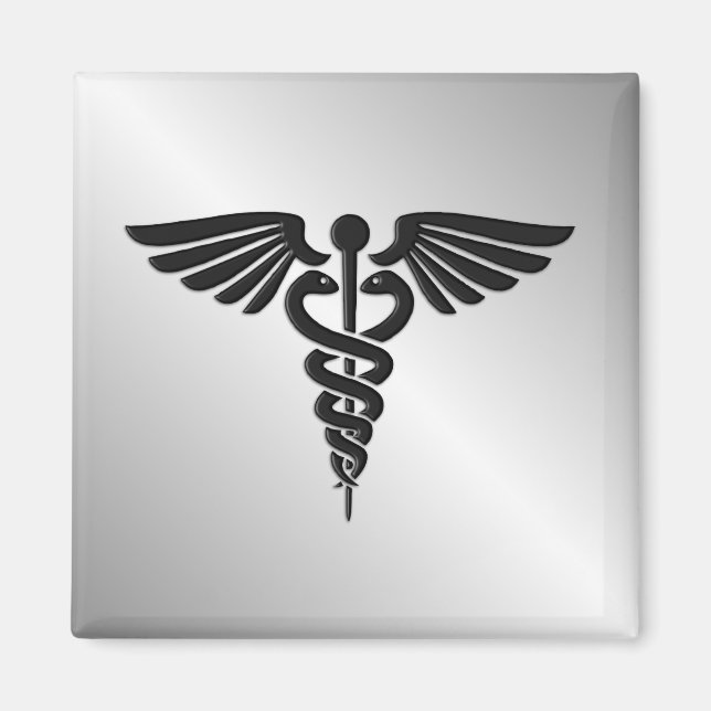 Silver Medical Caduceus Magnet (Front)