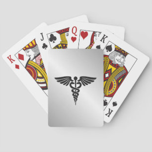 Silver Medical Caduceus Playing Cards