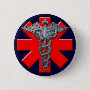 Silver Medical Profession Symbol 2 Inch Round Button