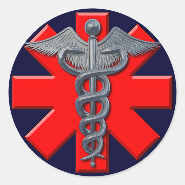 Silver Medical Profession Symbol Classic Round Sticker (Front)