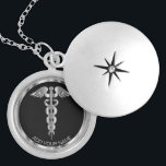 Silver Medical Symbol Caduceus - Personalized  Locket Necklace<br><div class="desc">Personalized Nurse / Doctor Medical Symbol Caduceus Silver Necklace ready for you to personalize. ✔Note: Not all template areas need changed. 📌If you need further customization, please click the "Click to Customize further" or "Customize or Edit Design"button and use our design tool to resize, rotate, change text colour, add text...</div>