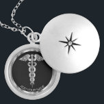 Silver Medical Symbol Caduceus - Personalized  Locket Necklace<br><div class="desc">Personalized Nurse / Doctor Medical Symbol Caduceus Silver Necklace ready for you to personalize. ✔Note: Not all template areas need changed. 📌If you need further customization, please click the "Click to Customize further" or "Customize or Edit Design"button and use our design tool to resize, rotate, change text colour, add text...</div>