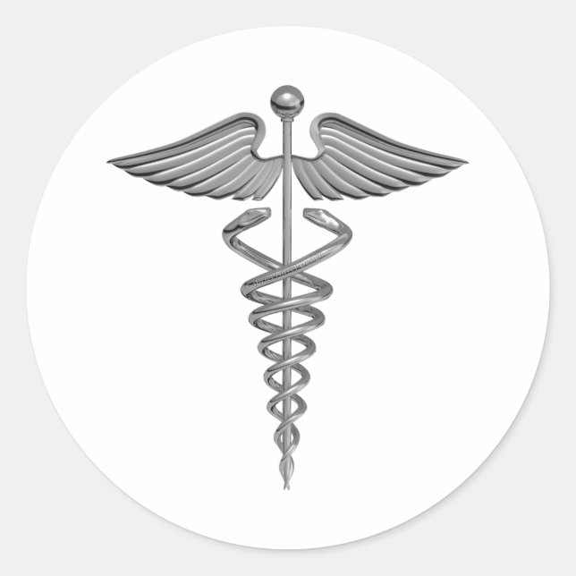 Silver Medical Symbol Classic Round Sticker (Front)