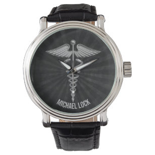 Silver Medical Symbol Personalized Nurses Doctors Watch