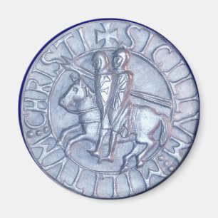 Silver Medieval Seal of the Knights Templar Magnet
