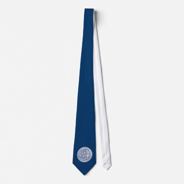 Silver Medieval Seal of the Knights Templar Tie (Front)