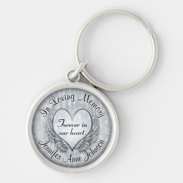 Silver Memorial Heart Keychain (Front)
