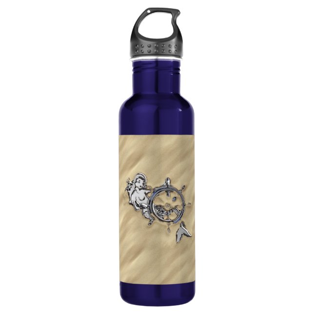 Silver Mermaid in the Sand 710 Ml Water Bottle (Front)