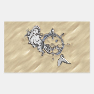 Silver Mermaid in the Sand Sticker