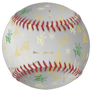 silver merry christmas softball