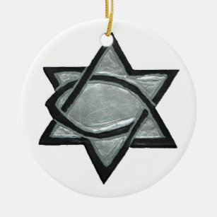 Silver Messianic Star Ceramic Ornament