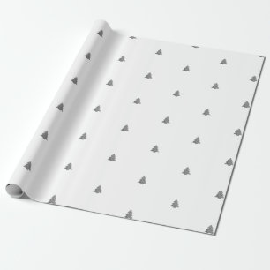 Silver metal Christmas tree white background  Wrapping Paper