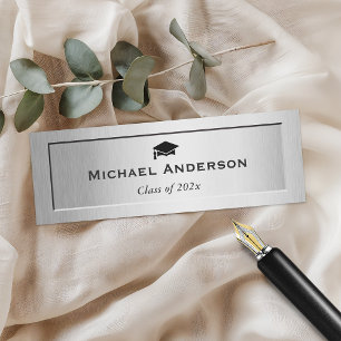 Silver Metal Colour Senior Graduation Name Card