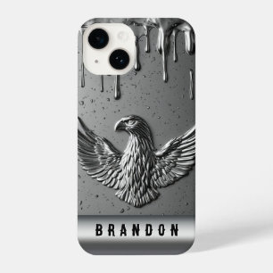 Silver Metal Eagle Emblem With Dripping Paint iPhone 14 Case