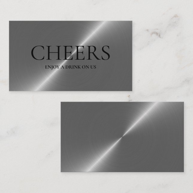 Silver Metal Effect Free Drinks Ticket Card (Front/Back)