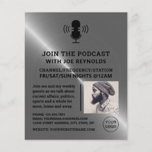Silver Metal Effect, Podcaster, Podcast Flyer