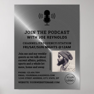 Silver Metal Effect, Podcaster, Podcast Poster