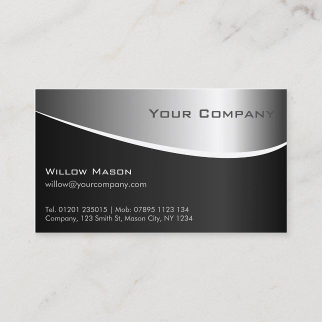 Silver Metal Effect Professional Business Card (Front)