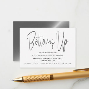 Silver Metal Effect Script Style Free Drink Ticket Enclosure Card