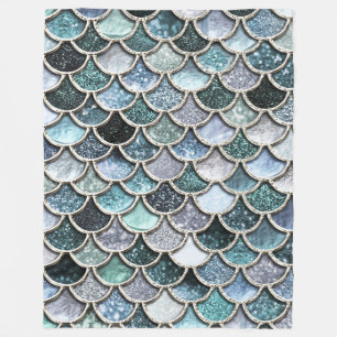 Silver Metal Foil Glitter Mermaidscales Scales Fleece Blanket