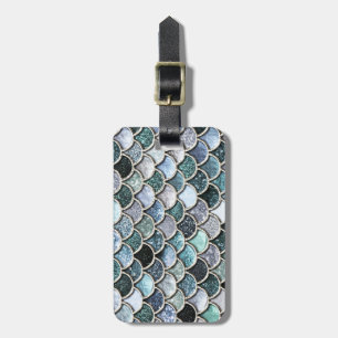 Silver Metal Foil Glitter Mermaidscales Scales Luggage Tag