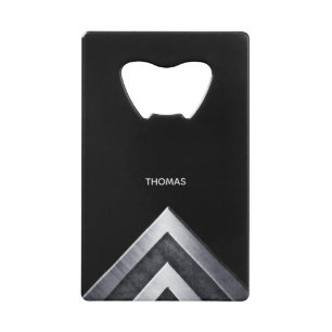 Silver Metal Pattern Monogrammed Credit Card Bottle Opener