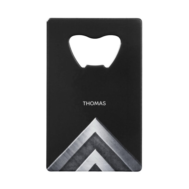 Silver Metal Pattern Monogrammed Credit Card Bottle Opener (Front)