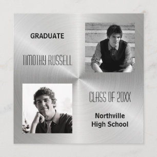 Silver Metal Shine - Graduation Announcement