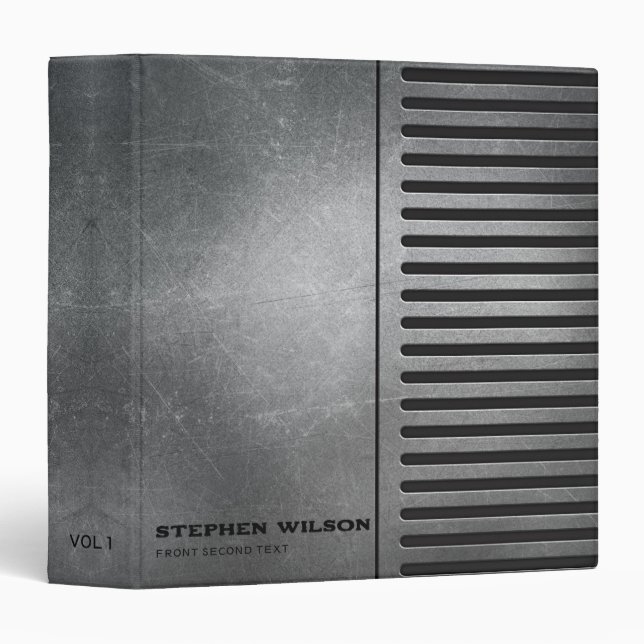 Silver Metal With Stripes  Binder (Front/Spine)