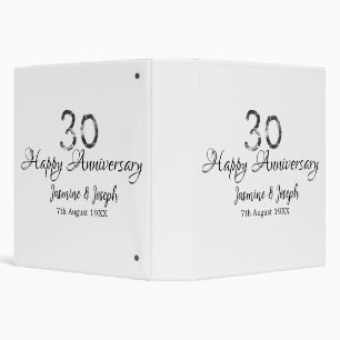 Silver Metallic 30th Happy anniversary add name Binder