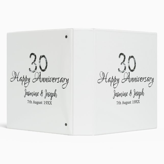 Silver Metallic 30th Happy anniversary add name Binder (Background)