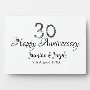 Silver Metallic 30th Happy anniversary add name Plaque
