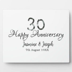 Silver Metallic 30th Happy anniversary add name Plaque