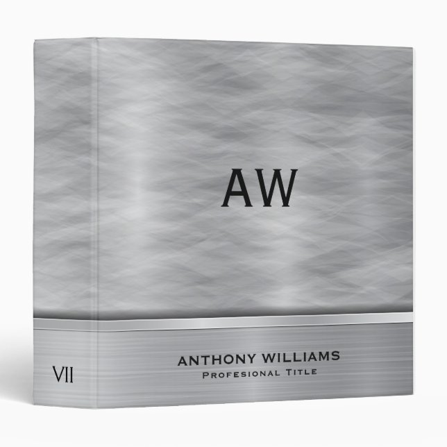 Silver Metallic Abstract Brushed Texture Binder (Front/Spine)