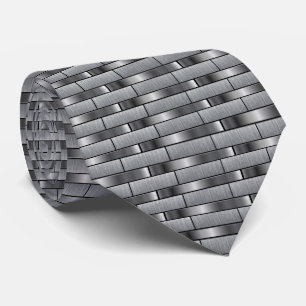 Silver Metallic Band Neck Tie
