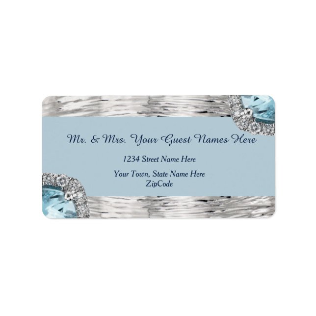 Silver Metallic Blue Diamond Address  Label (Front)