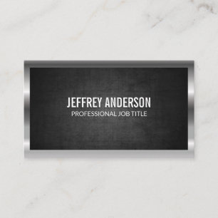 Silver Metallic Border Black Texture Business Card