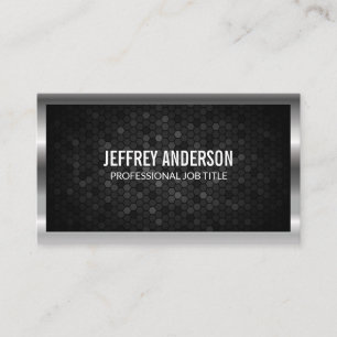 Silver Metallic Border Geometry Pattern Background Business Card
