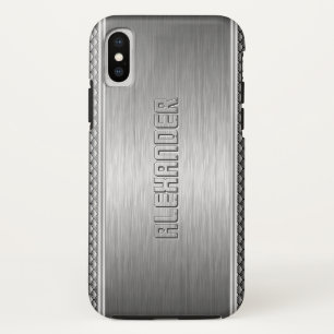 Silver Metallic Brushed Aluminum Geometric Accents Case-Mate iPhone Case