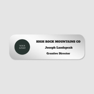 Silver Metallic Business Employee Logo Name Tag