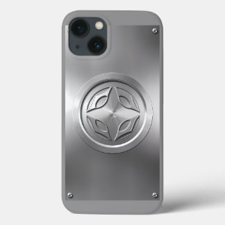 Silver Metallic Carved Design on Grey iPhone 13 Case