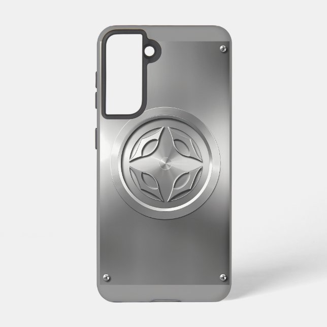 Silver Metallic Carved Design on Grey  Samsung Galaxy S21 Case (Back)