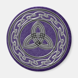 Silver Metallic Celtic Wheel Knots and Trinity Magnet