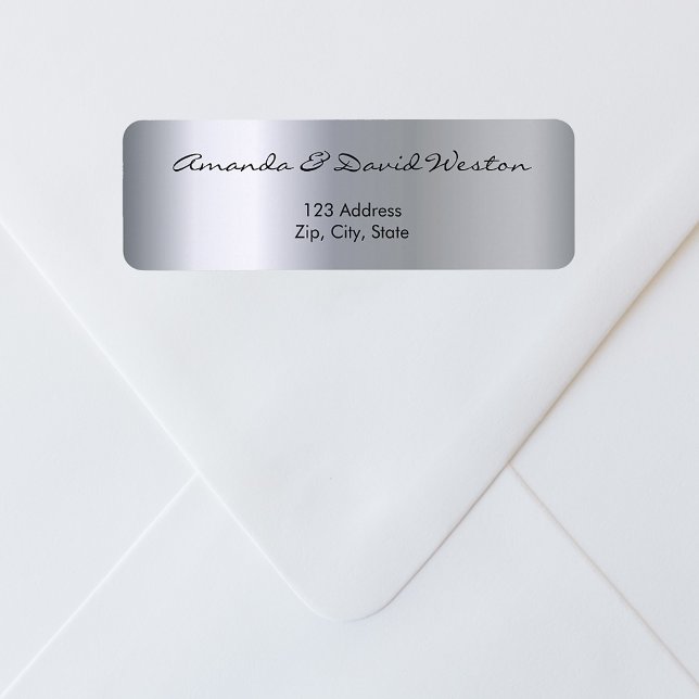 Silver metallic elegant shiny return address (Creator Uploaded)