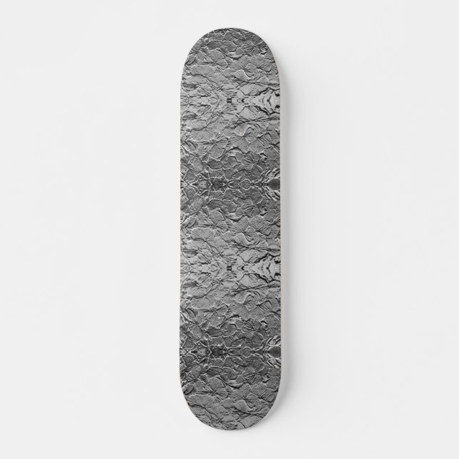 Silver Metallic Floral Skateboard (Front)
