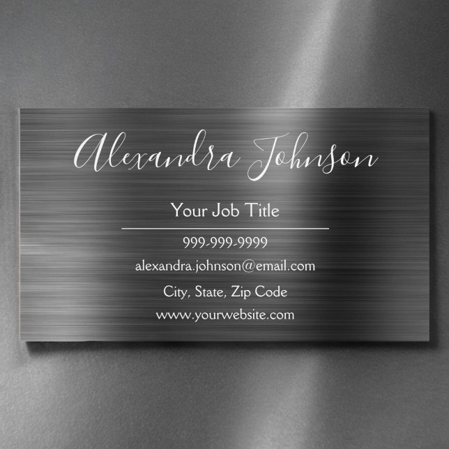 Silver Metallic Foil Modern and Elegant Magnetic Business Card (Creator Uploaded)