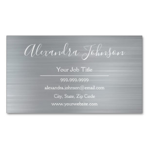 Silver Metallic Foil Modern Professional Magnetic Business Card